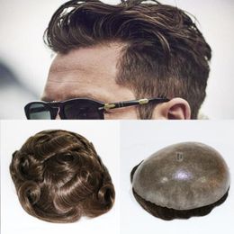 Eversilky Durable Skin Men Toupee Natural Looking Indian Remy Hair Clear Poly Base Human Hair Replacements