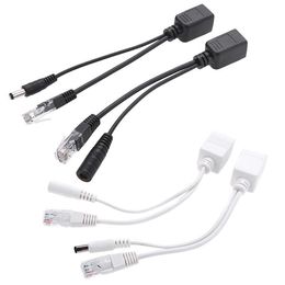 60pcs(30 pair) POE Cable white/black colour POE Splitter + POE Injector CCTV Adapter 12V Power Supply Cable CCTV Accessory