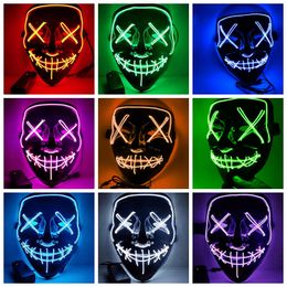 Halloween LED Mask Light Up Funny Masks DJ Party Mask The Purge Election Year Great Festival Cosplay Costume Supplies 10 Colours DW4370