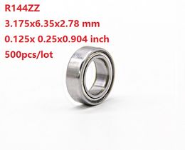 500pcs/lot Free shipping R144ZZ R144 ZZ ball bearing 1/8" x 1/4" x 7/64" Inch Deep Groove Ball bearing 3.175x6.35x2.78 mm 144ZZ