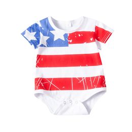 Styles and wear Baby Girl boy Clothes Babysuit Summer Thin Romper US Flag Printing