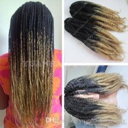 12 Packs Full Head Two Tone 10A Marley Braids Hair 20inch Black Blonde 27 Ombre Synthetic Hair Extensions Kinky Twist Braiding Free Shipping