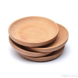 12cm Eco-friendly Snack Plate Round Wooden Cake Fruits Dish Room Dessert Service Tray Wood Sushi Board Party Tableware