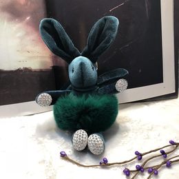 Korea vow Rex rabbit pendant plush bunny rabbit keychain bouquet diamond ornaments women bag material 806