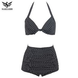 NAKIAEOI 60S Unique Retro Bikinis High Waist Swimsuit Push Up Swimwear Women Plus Size Bathing Suits Printed Floral Bikini Set