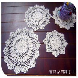 Wholesale- free shipping 20-38cm 12 pic/lot cotton crochet lace doilies for home decor felt for wedding cup pads placemat napkin mat felt