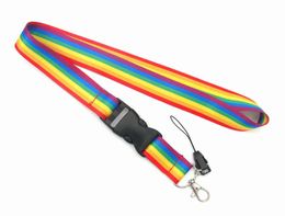 10pcs Rainbow Mobile Phone Straps Neck Lanyards for keys ID Card Mobiles Phone USB holder Hang Rope webbing Wholesale Sport Style
