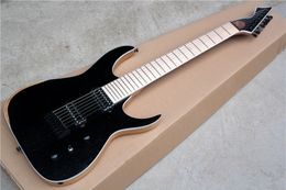 7 Strings Glossy Black HH Open Pickups Electric Guitar with Maple Fingerboard,Body Binding,can be Customised