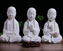 Ceramic Zen small monk small shame ornaments home decoration living room porch Chinese study room large white porcelain