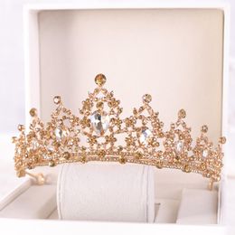 Fashion Crystals Bridal Girls Tiaras Head pieces For Wedding Birthday Formal Occasion Gold Silver Crown Rhinestones Beading Kids Hair Accessories Headband AL2198