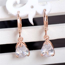 Water Drop Earrings Fashion New Women/Girl's A Gold Filled White CZ Stone Dangle Earrings Gift Jewellery