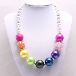 Handmade kids baby bubblegum beaded necklace 1pc/lot fashion imitation pearl chain necklace girls christmas gift