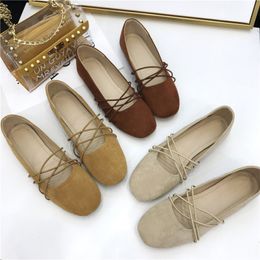 Hot Sale-2019 77 Ukraine Joker Solid Color Both Bring Crossing Ballet Set Foot Velvet Noodles Flat Small Single Shoe Women's Shoes