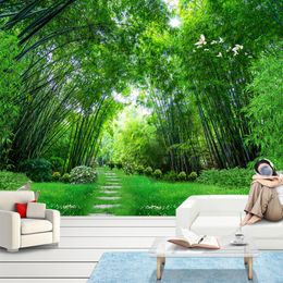green contact paper UK - Dropship Custom Photo Wall Paper 3D Green Bamboo Forest Large Wall Painting Modern Living Room Mural Wallpaper For Walls Contact Paper 3D