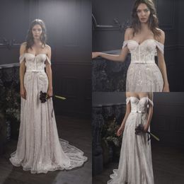 lihi hod bohemian wedding dresses off the shoulder lace sequins beach bridal gowns plus size country garden vestido de novia