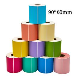 various Colours 90*60mm roll package Colour stickers blank barcode price tag label waterproof matte printing red brown sticker ship labels