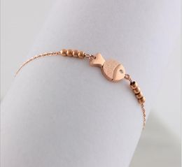 Korean Jewellery 18K titanium steel rose gold bracelet bead chain single diamond foot chain
