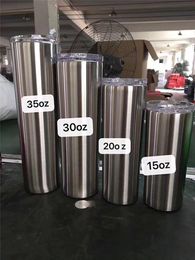35oz skinny tumbler Vacuum Insulated tumblers Beer Glasses stainless steel tumbler with lids and straws in stock