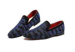 Neue Herren Strass Slip-on Flast Schuhe Luxus Designer Herren Hochzeitskleid Abschlussball Homecoming Abend Oxford Schuhe Übergröße