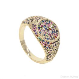 New arrived bohemia vintage Colourful rings for women micro pave tiny rainbow cz zircon classic gothic punk femme wedding Jewellery rings