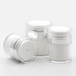 15 30 50g Pearl White Acrylic Airless Jar Round Cosmetic Cream Jar Pump Cosmetic Packaging Bottle SN636