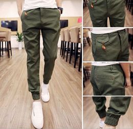 Fashion-Hot Selling 2017 Spring Autumn Mens Joggers Pants Casual Trousers Solid Ankle-tied Youths Men Trousers (Asian Size)