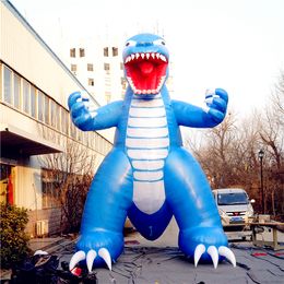 20ft High Gant Inflatable Balloon Dragon Blue Inflatable Tesla Dino With Blower For City Parade Stage Decoration