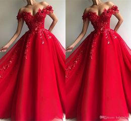 Arabic Elegant One Shoulder Red Evening Dresses A Line Off Shoulder Appliques Sequins Vestidos Long Prom Dress Celebrity Pageant Gowns