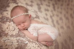 Newborn Baby Pearl Lace Romper Girl Cute petti Rompers Soft Jumpsuit Infant Toddler Artistic Photo costume swaddle Clothing Bodysuits 0-3M