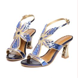 Hot Sale-Shoes Ladies Sandal Leisure Fashion Bohemia Style Rhinestone Gladiator Sandals Mujer 2018 Zapatos Peep Toe Scarpe Donna High Heels