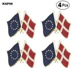EU & Denmark Friendship Flag Pin Lapel Pin Badge Brooch Icons 4PC
