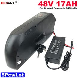 Wholesale 5pcs/Lot 48V 17AH E-Bike Battery 800W Electric Bicycle Lithium ion Battery pack 48V with power Switch USB +2A Charger