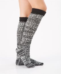 Women's Cute Cosy Knee High Socks,Knitted socks,Adult over knee indoor socks with striping and Colour matching floor socks