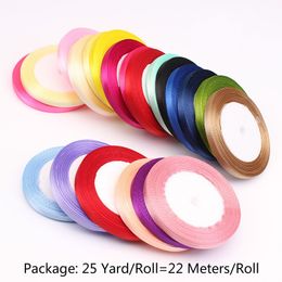 25 yards/roll) Satin Ribbon Wholesale Gift Packing Christmas decoration diy Ribbons roll fabric (6/10/15/20/25/40mm)