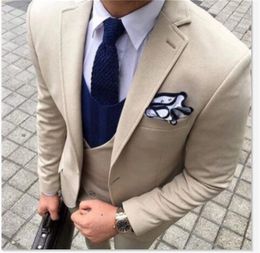 Custom Made Groomsmen Notch Lapel Groom Tuxedos Champagne Men Suits Wedding/Prom/Dinner Best Man Blazer ( Jacket+Pants+Tie+Vest ) K235