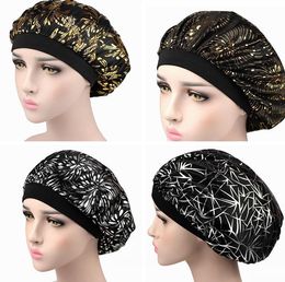 Muslim Women Wide Band Stretch Silk Satin Bonnet Hot Floral Print Bandana Sleeping Turban Hat headwrap Bonnets chemo caps Hair Accessories