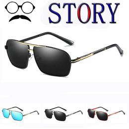 brand new male Cool sunglasses HD Polarized fishing men UV400 driving Mirror metal outdoor eyewear gafas de sol shades with box