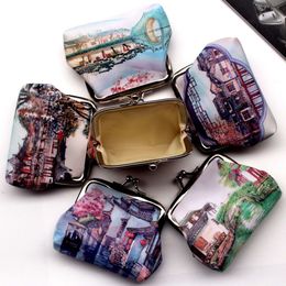 Promotion ! PU Leather Cartoon Pattern Buckle Coin Purses Vintage Pouch Kiss-lock Change Purse Wallets