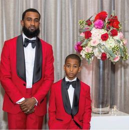 New Fashion One Button Red Groom Tuxedos Shawl Lapel Men Suits Wedding/Prom/Dinner Best Man Blazer (Jacket+Pants+Tie) W350