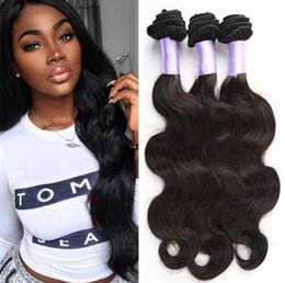 Brazilian Virgin Hair Bundles Body Wave Natural Black Wavy Hair Extensions