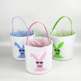 Easter Bunny Baskets Easter Rabbit Bucket Basket Egg Dinosaur Candies Barrel Festival Canvas Handbags Tote for Easter Party M1230