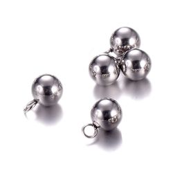 100PCS 3-10mm Silver Gold Stainless steel ball pendant round pendant Charms for Bracelet Necklace DIY Making Jewellery Accessories