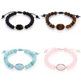 Natural Stone Rope Crystal Strands Beaded Bracelets For Women Men Lover Charm Valentine's Day Fashion Jewelry