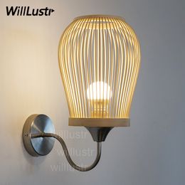 Handmade Chinese Lantern Wall Sconce for Living Room, Loft, Restaurant, Hotel, Bedroom - Natural Bamboo wood accent wall Light with Doorway, Foyer, Porch, and Bedside Ambiance