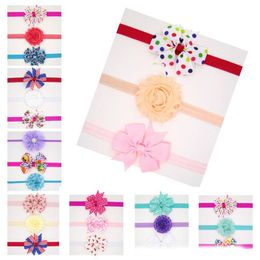 Cute Bow Flower Headband for Girl Kids Elastic Head Bands Turban Floral Headbands Hairbands Hair Accessories 3pcs/set