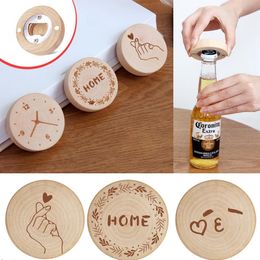 Wooden Fridge Magnet Beer Bottle Opener Wood Refrigerator Message Magnet Sticker Creative Camping Protable Home Decoration OOA7609-3