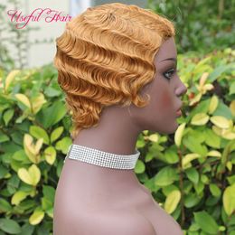 Ombre Wig Body Wave Short Brazilian Virgin Human Hair for Women Natural Black Short Wigs Kinky Curly Afro Wigs with Baby Black Marley