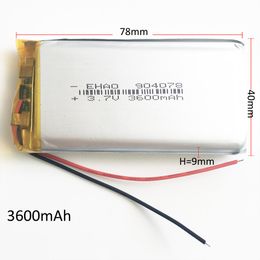 Model 904078 3.7V 3600mAh Lithium Polymer LiPo Rechargeable Battery For DVD PAD Mobile phone GPS Power bank Camera E-books Recoder TV box