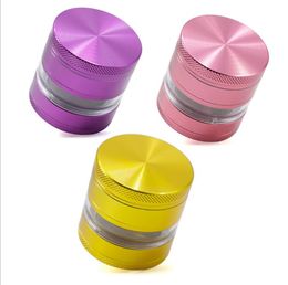 Metal Smoke Tool of 63MM Four-Layer Aluminum Alloy Removable Net Transparent Window Smoke Grinder