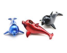 New Dolphin Metal Pipes Portable Hand Pipe With Screen Hookah Bong Herb Cigarette Shisha Smoking Pipe Accessories Philtre Tips